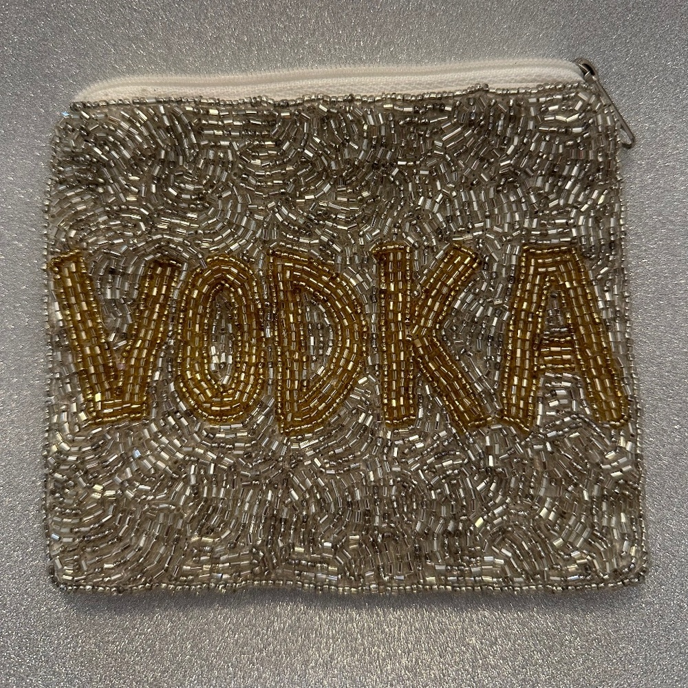 Vodka beaded Pouch great to use for concerts and football games in clear bag